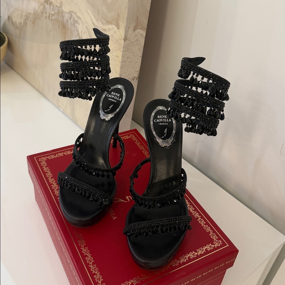 Limited edition Rene Caovilla Black Strappy Heels - Picture 6 of 8